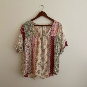 Boutique Multicolored Patchwork Top